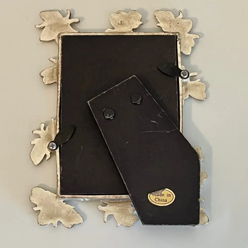 Bee Photo Frame Enamel Metal Mini Picture Frame Orange Black Small